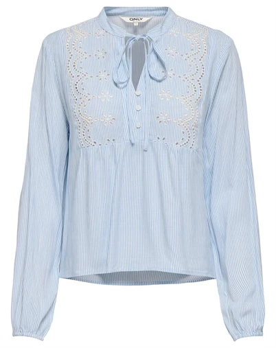 Only - ONLLennyo Embroid V-Neck Top - Kentucky Blue